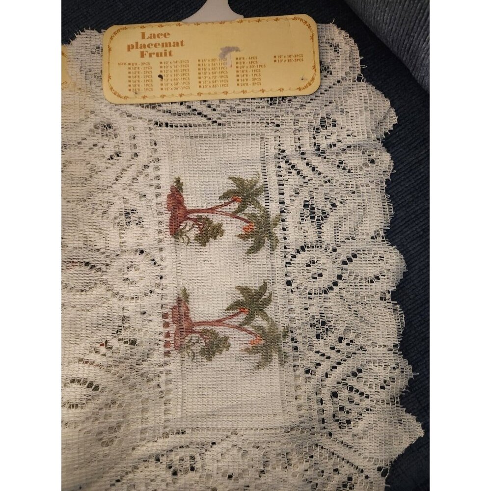 Palm trees Lace Placemat Set Of 2 Side Coffee Table White Cover Size 13" x 18"